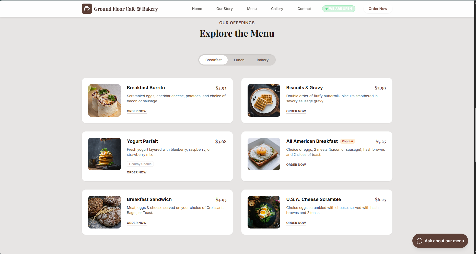 Ground Floor Cafe & Bakery Interior